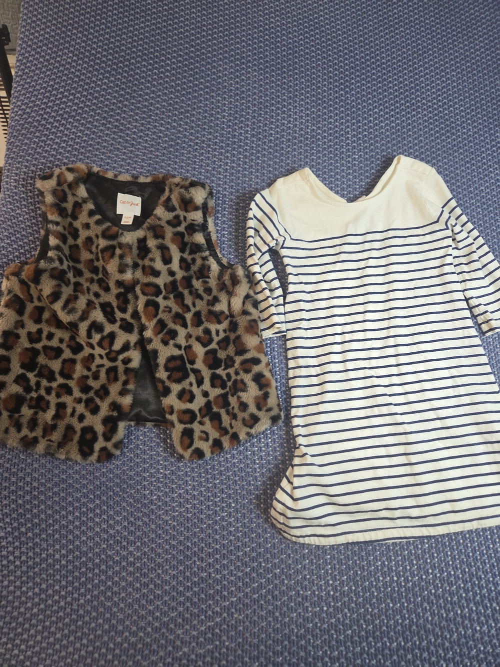 Cat & Jack Faux Fur Leopard Print Vest Crazy 8 Striped Tunic Top